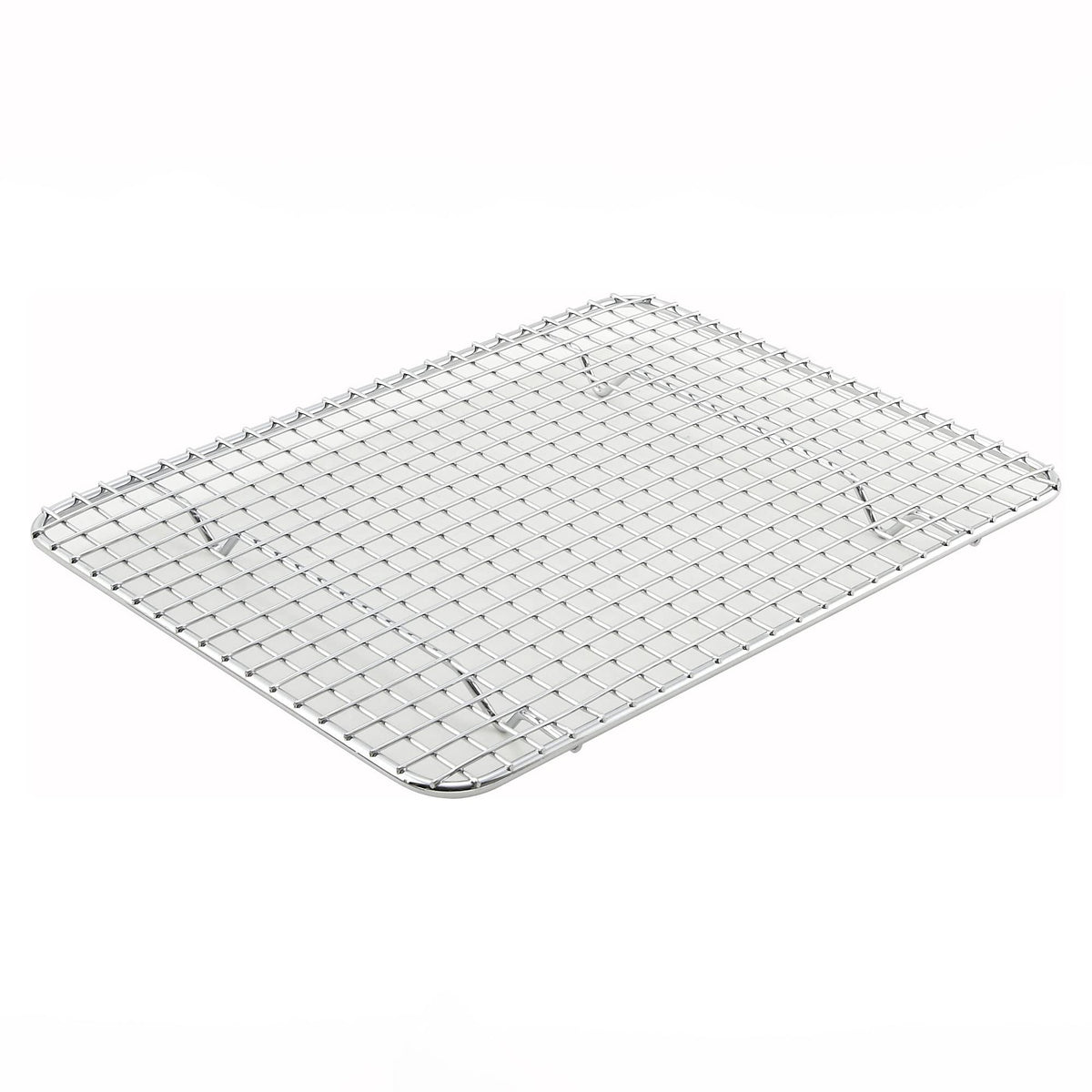 Winco pan grate 8x10 chrome fits half-sheet pans for steady baking and cooling.