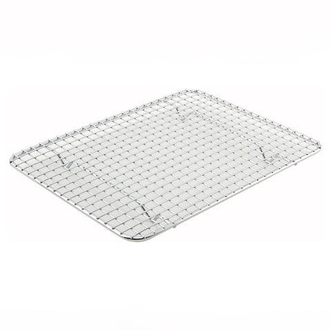 Winco pan grate 8x10 chrome fits half-sheet pans for steady baking and cooling.