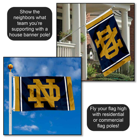 WinCraft Irish ND Logo 3x5 banner flag closeup logo with crisp print.