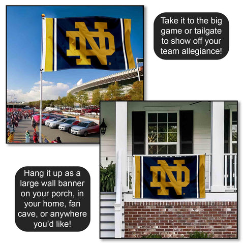 WinCraft Irish ND Logo 3x5 banner flag on-pole display.