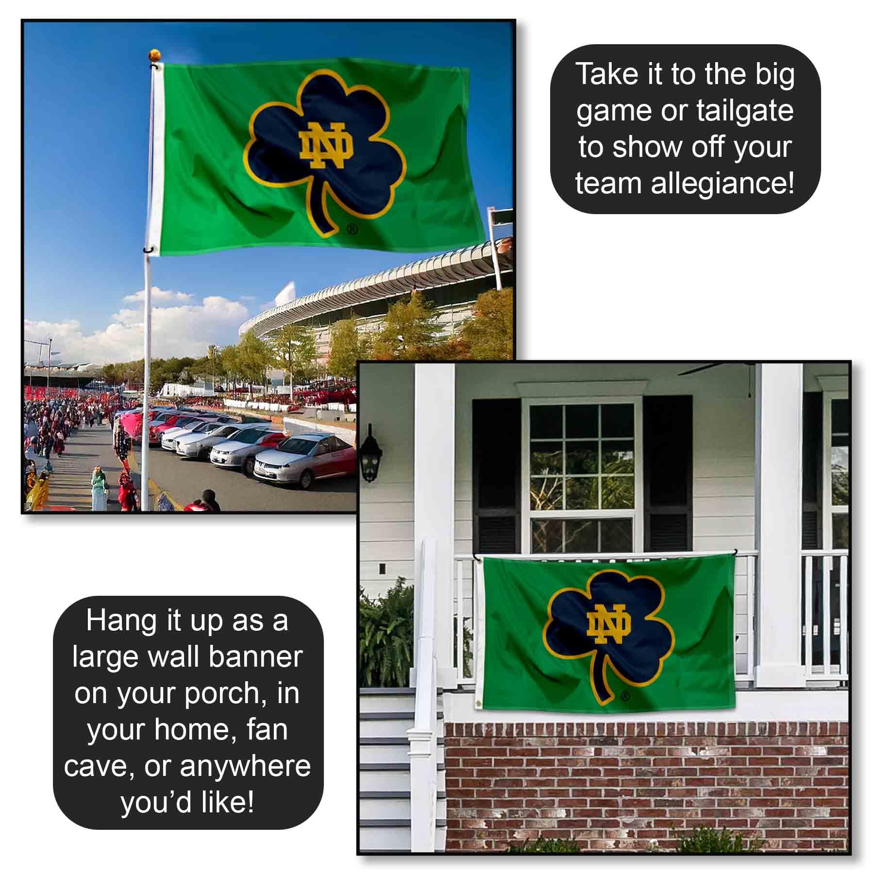 WinCraft Irish Shamrock 3x5 banner flag double-sided logos for clear viewing from any angle