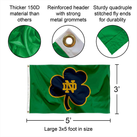 WinCraft Irish Shamrock 3x5 banner flag with quadruple-stitched flyends for lasting display