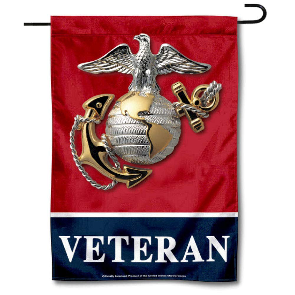 WinCraft US Marines Veteran Garden Flag, front view, durable outdoor display for curb appeal
