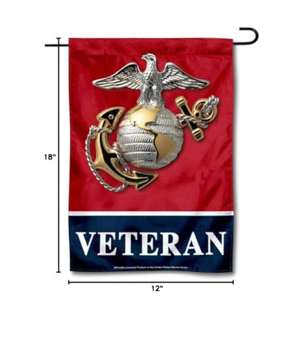 WinCraft US Marines Veteran Garden Flag, outdoor display option, USA made and officially licensed