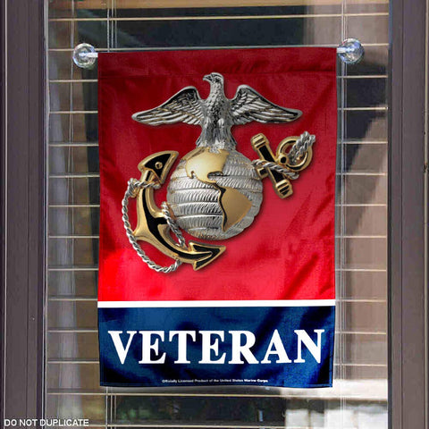 WinCraft US Marines Veteran Garden Flag, top pole sleeve ready for hanging on garden stands