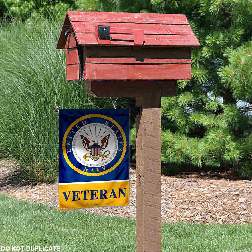 WinCraft US Navy Veteran Garden Flag polyester material, durable double-stitched edges.