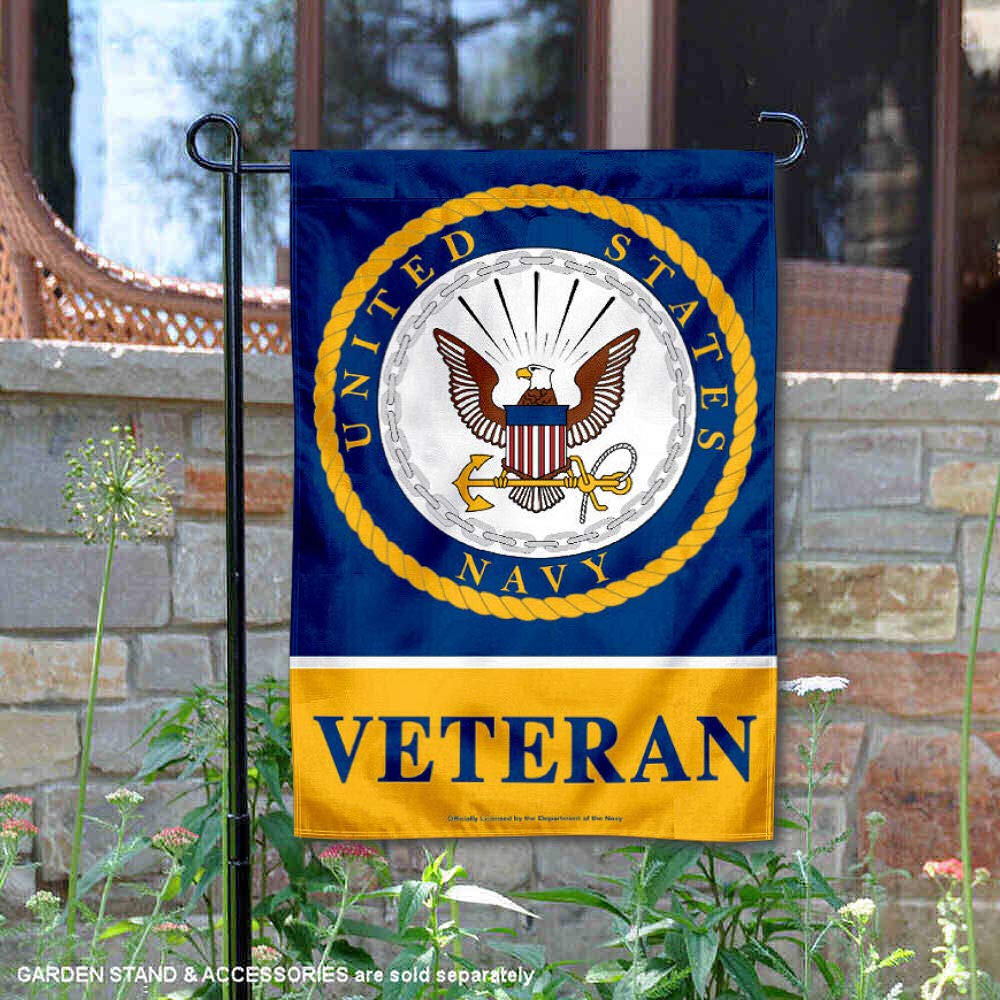 WinCraft US Navy Veteran Garden Flag top sleeve for easy hanging on garden stands.