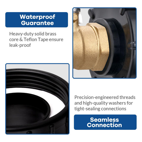 Windblowgrass 2 inch fine-thread tote adapter for secure IBC connections.