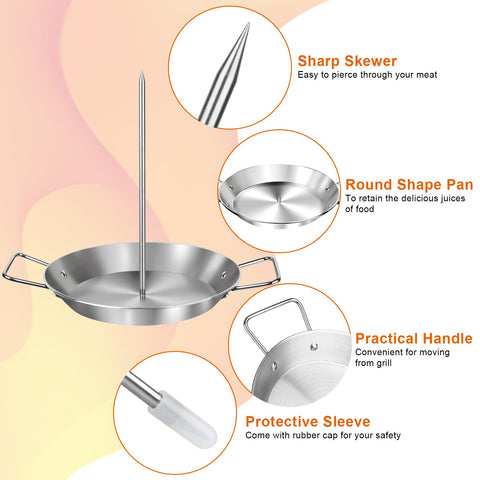 WINDESK Al Pastor Skewer drip base catches juices to keep grill cleaner