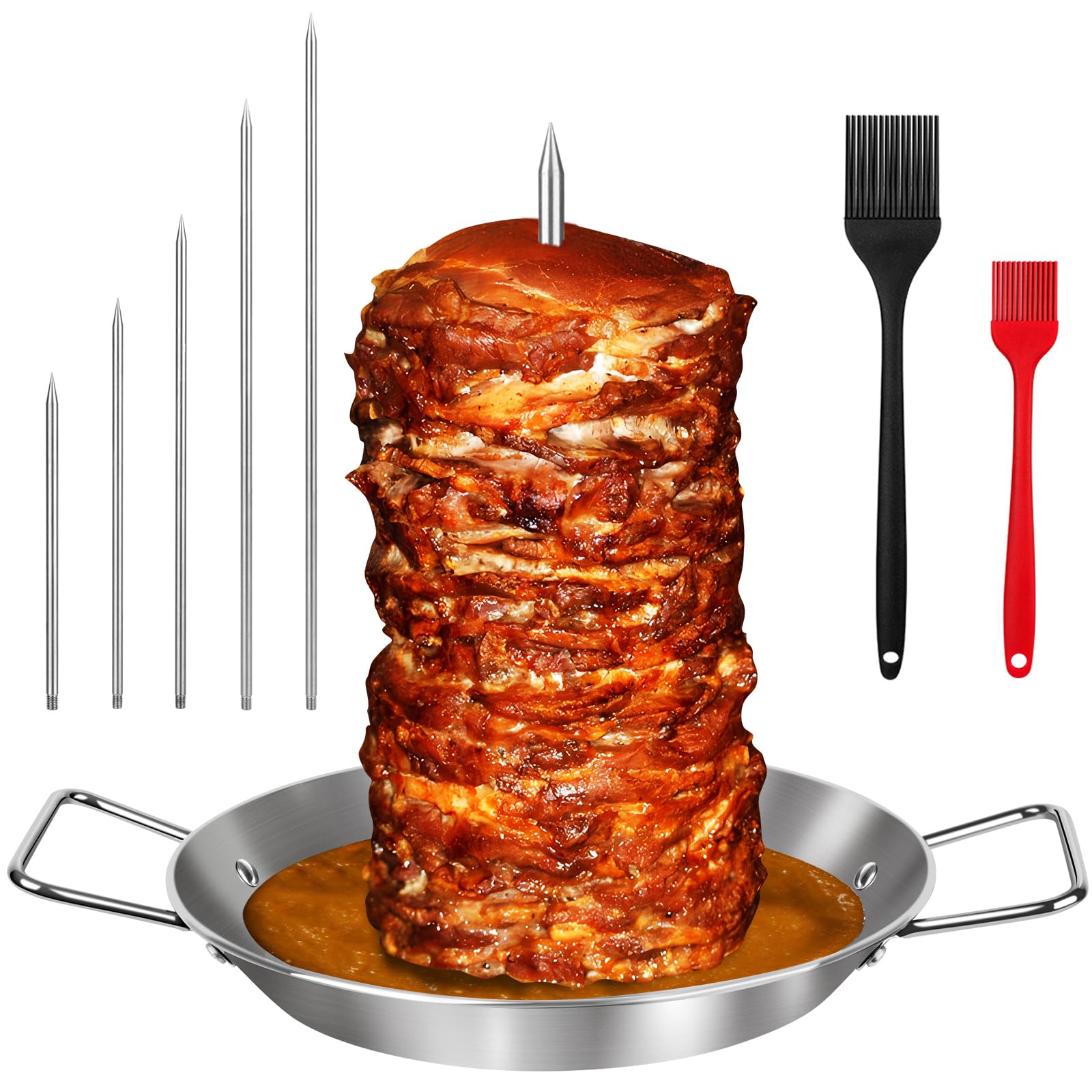WINDESK Al Pastor Skewer on 13 inch base for stable grilling and moisture retention