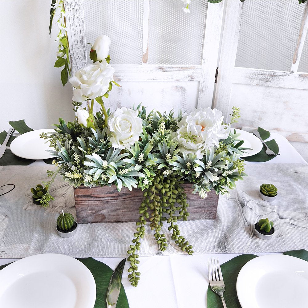 Windiy whitewashed rectangle planter pairs with chalk notes for personalized rustic decor accents.