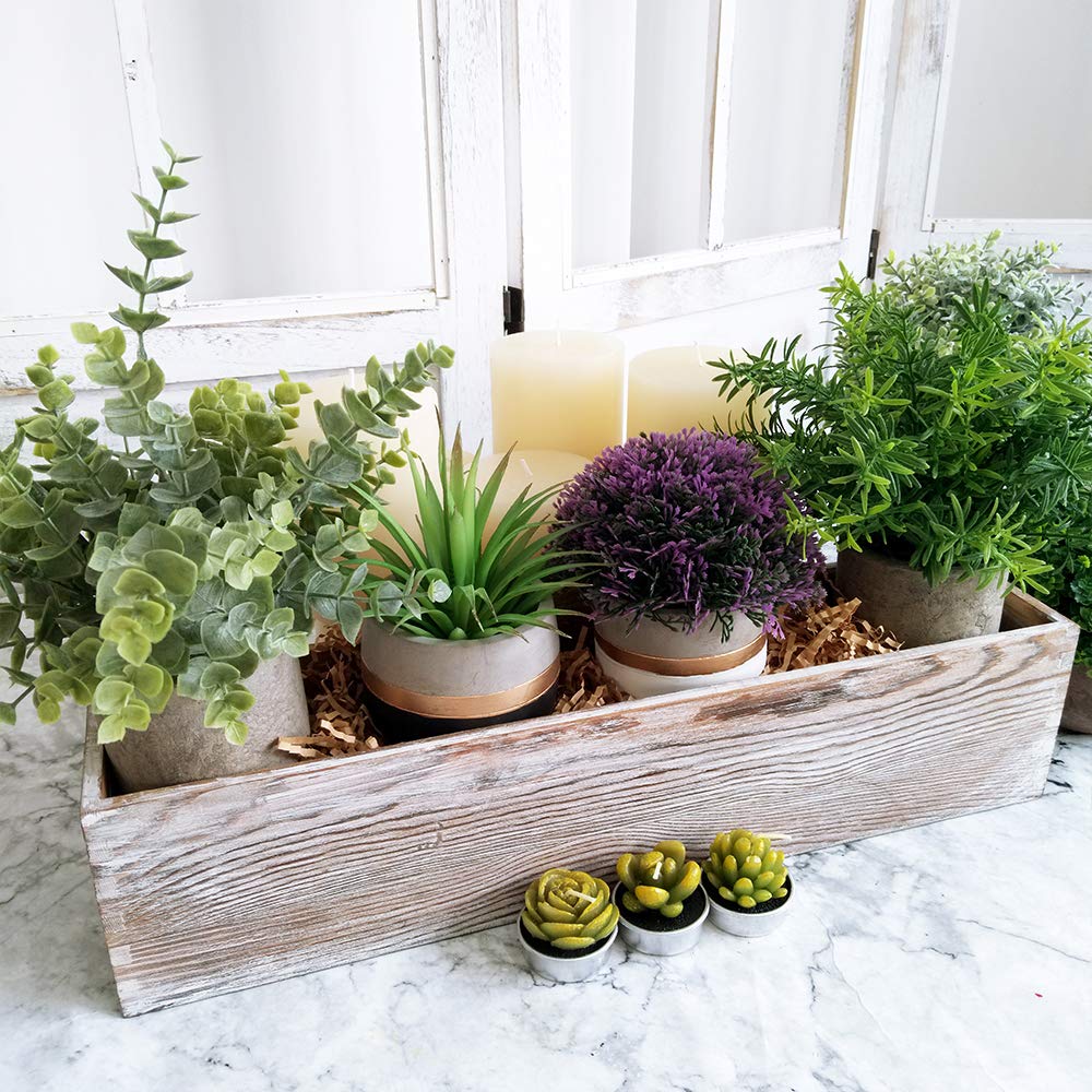 Windiy planter box displays mason jars and candles for simple centerpieces