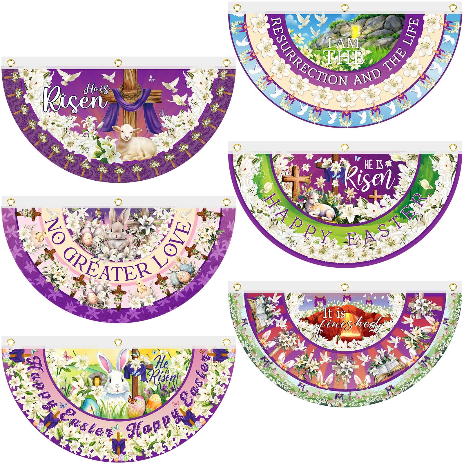 Windkream He Is Risen Easter bunting flag collection brightens outdoor garden spaces