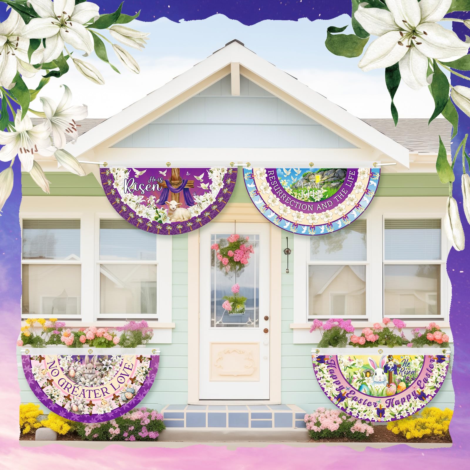 Windkream Six-piece Easter bunting set offers versatile hanging for yard or gate
