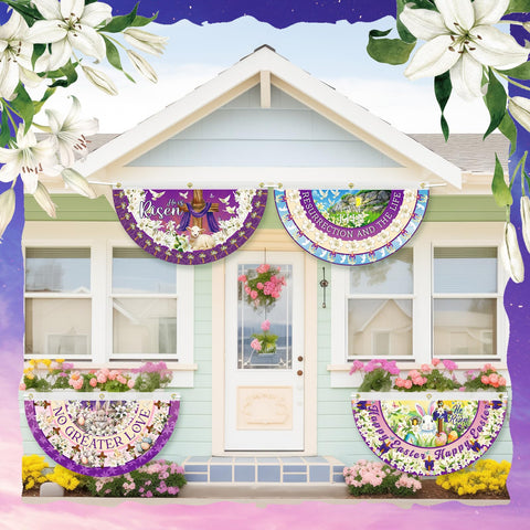 Windkream Six-piece Easter bunting set offers versatile hanging for yard or gate