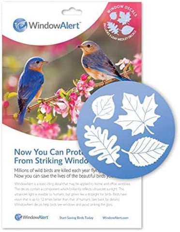 WindowAlert Leaf Medley Elm Leaf 4inch exterior decal deters bird strikes on glass.