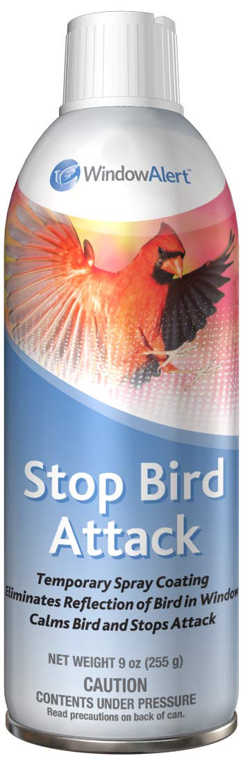 WindowAlert Stop Bird Attack 9oz aerosol can ready for quick application.