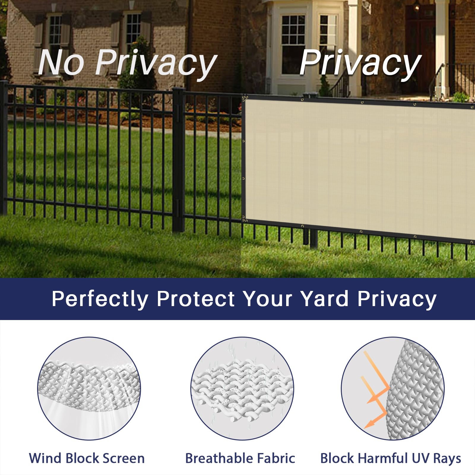 Windscreen4less brass grommets enable durable, easy fence installation.