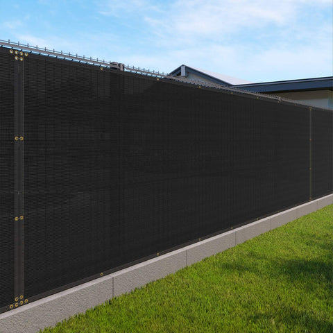 Windscreen4less privacy fence screen 6x20 in black blocks sight lines for backyard privacy.