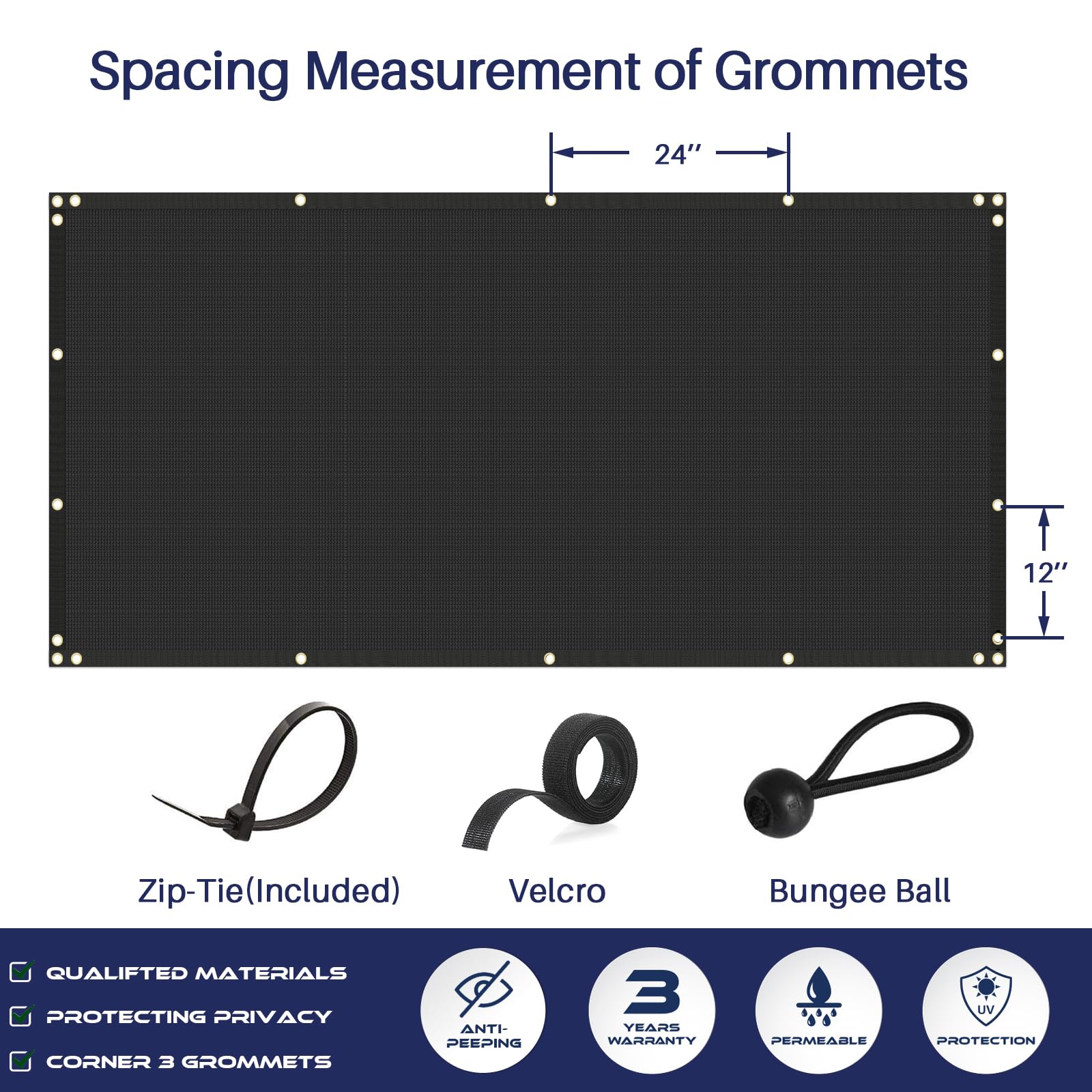Windscreen4less reinforced edges and brass grommets enable quick installation.