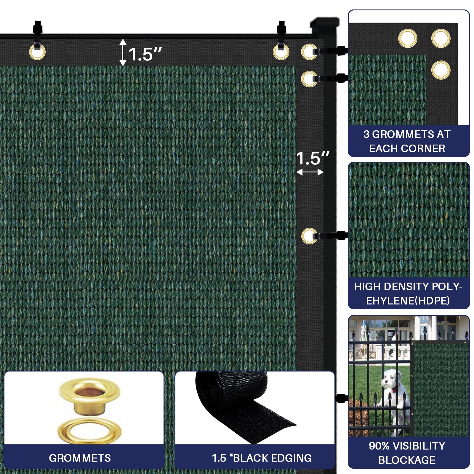 Windscreen4less green privacy screen ideal for outdoor privacy.