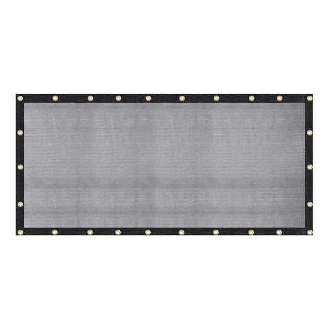 WindscreenSupplyCo 8ft x 16ft mesh tarp shading garden and yard spaces.