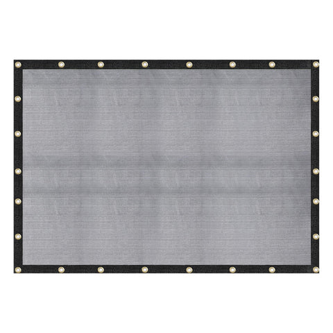 WindscreenSupplyCo mesh tarp 60-70% light block for shaded outdoor spaces.