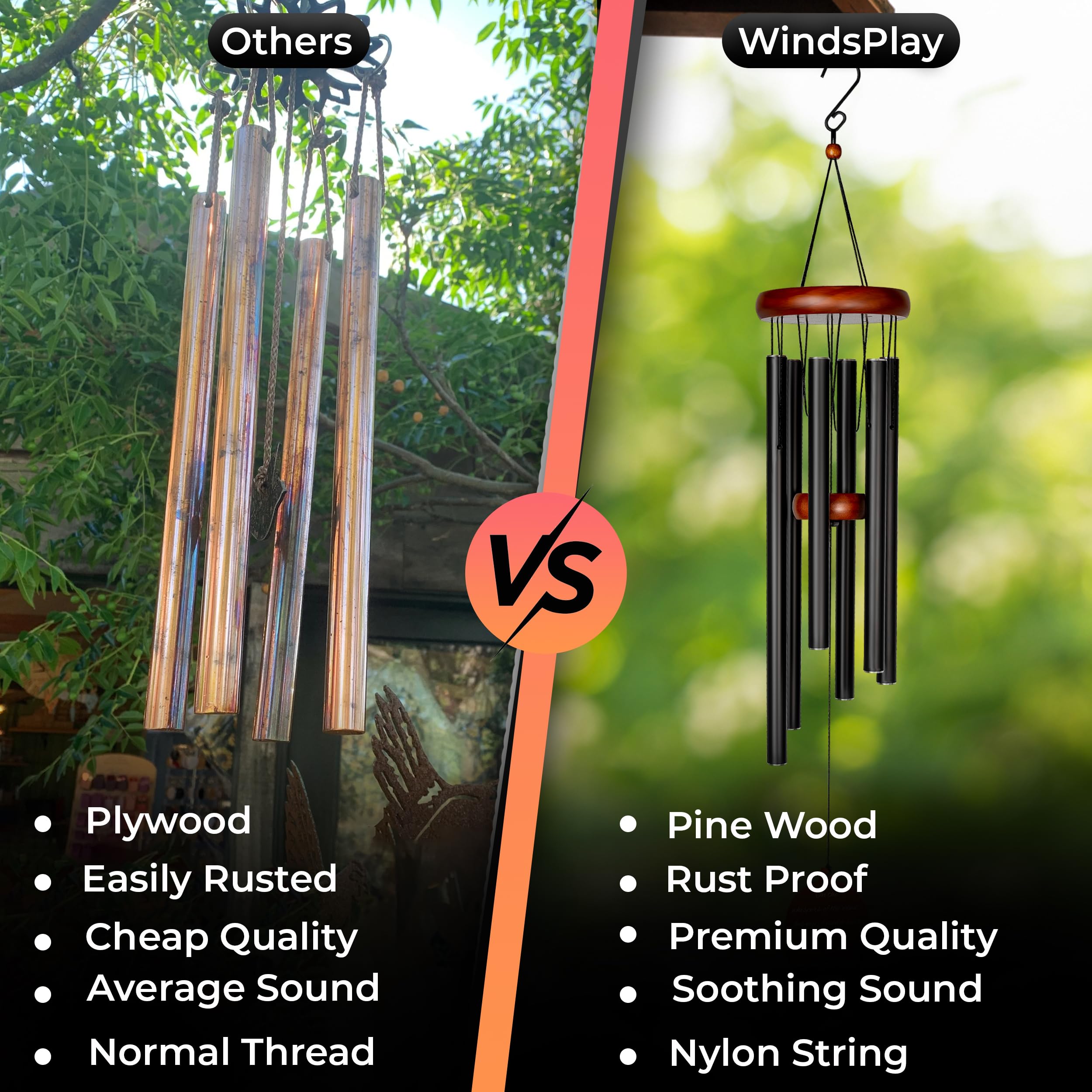 Windsplay personalized bereavement wind chime allows a handwritten message on the pendant