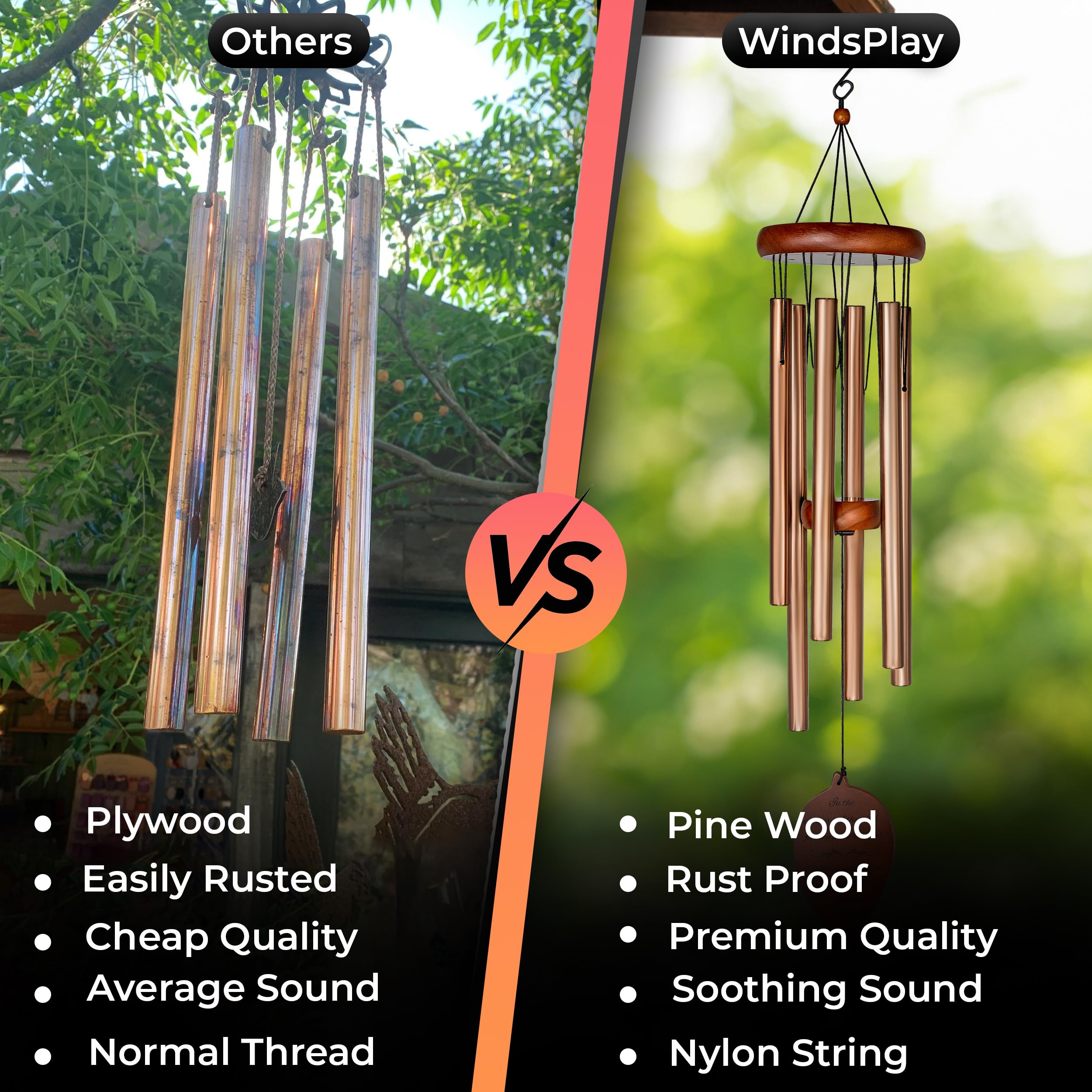 Windsplay memorial chimes displayed in a garden for remembrance.