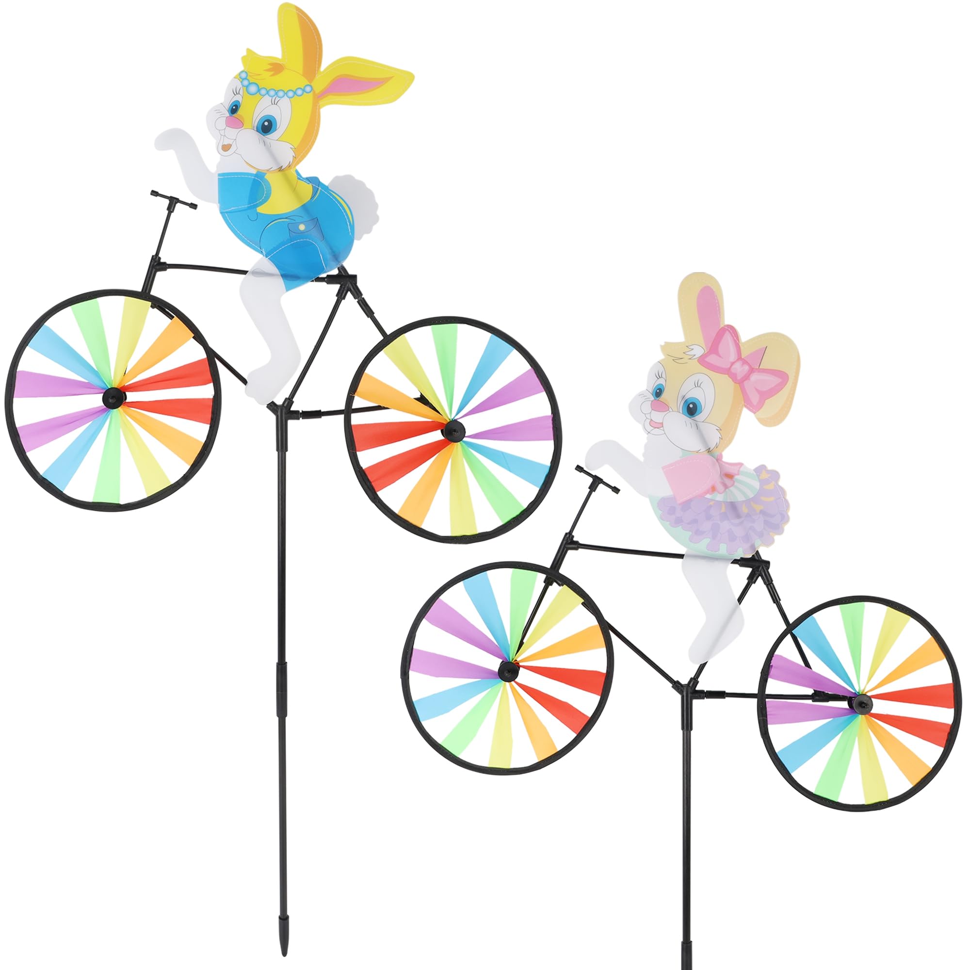 Winemana bunny windmill pinwheels set enhances garden charm and Easter mood.