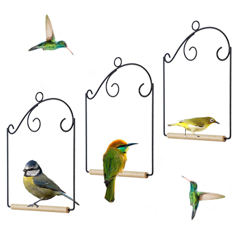 Winemana hummingbird swings set of 3 visible near a feeder for calm backyard birdwatching.