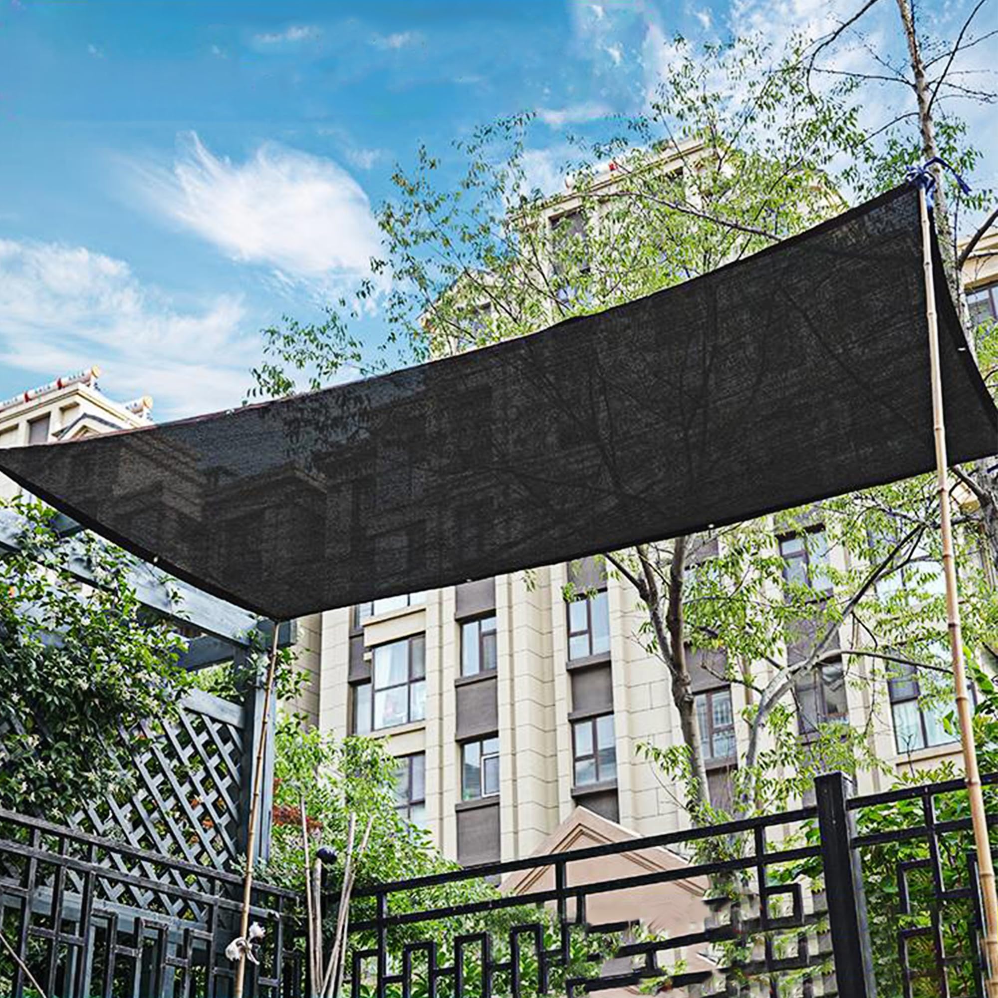 Winemana shade cloth setup over garden frames for shade