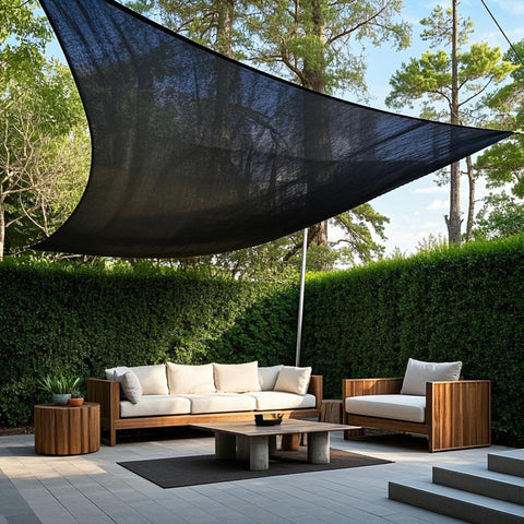 Winemana patio shade cloth over seating area for cooler outdoor space