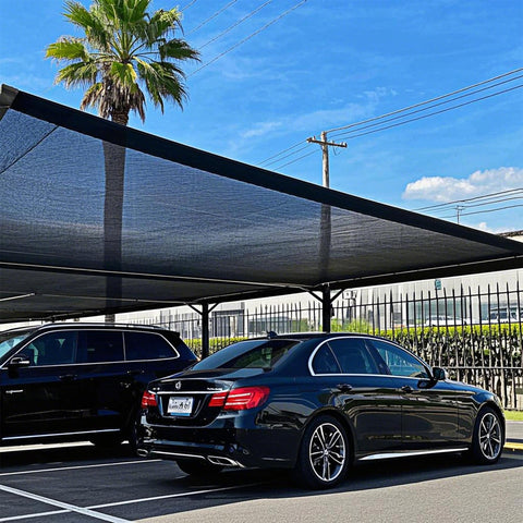 Winemana patio shade keeps outdoor seating cooler and private.