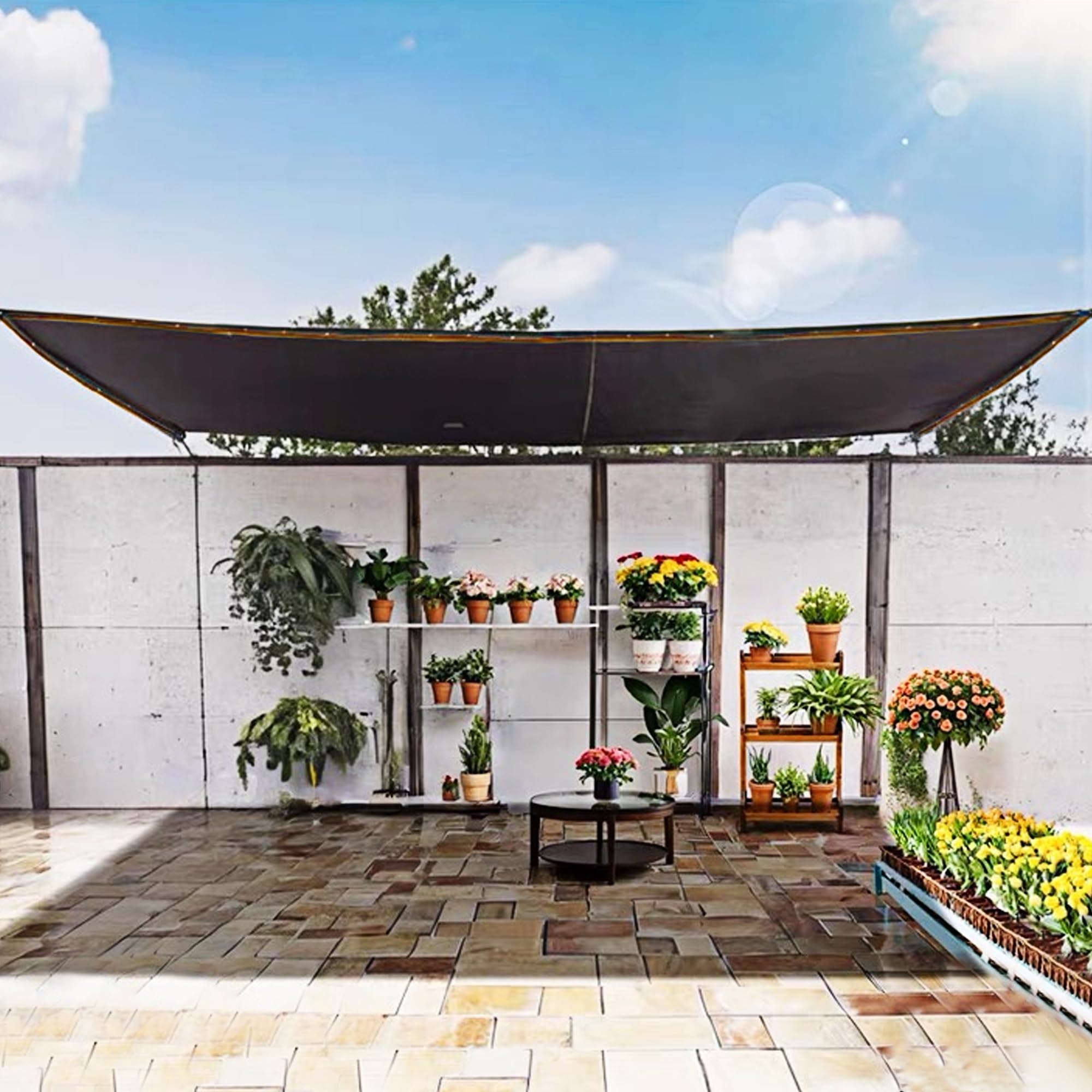 Winemana shade cloth setup on a patio or porch for comfort