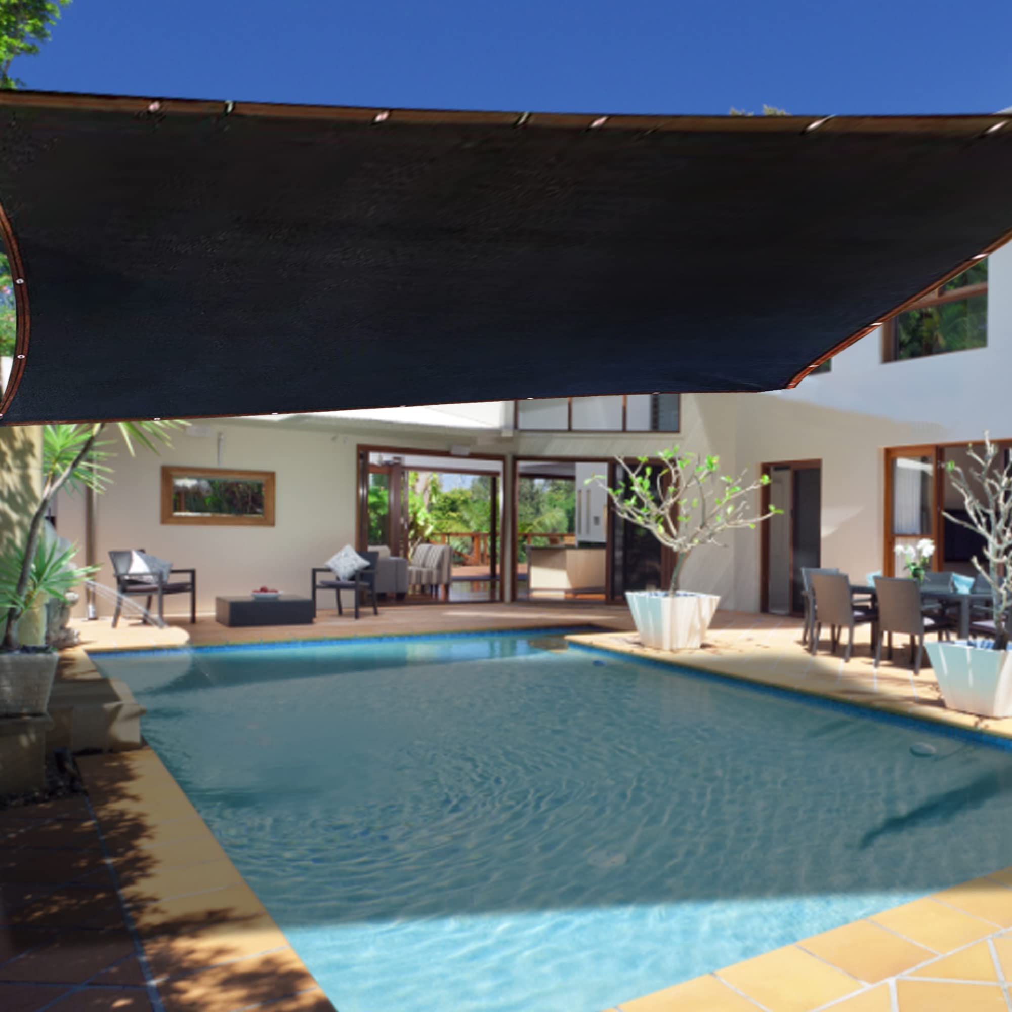 Winemana sunblock shade cloth creates shaded garden areas with airflow.