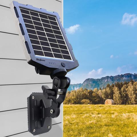 WingHome solar battery charger kit setup demonstrating continuous power for cameras.