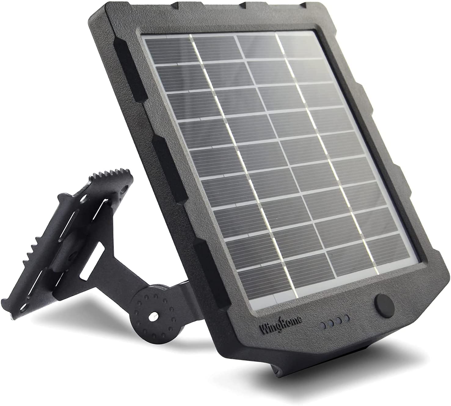 WingHome trail camera solar panel front view powering outdoor cameras.