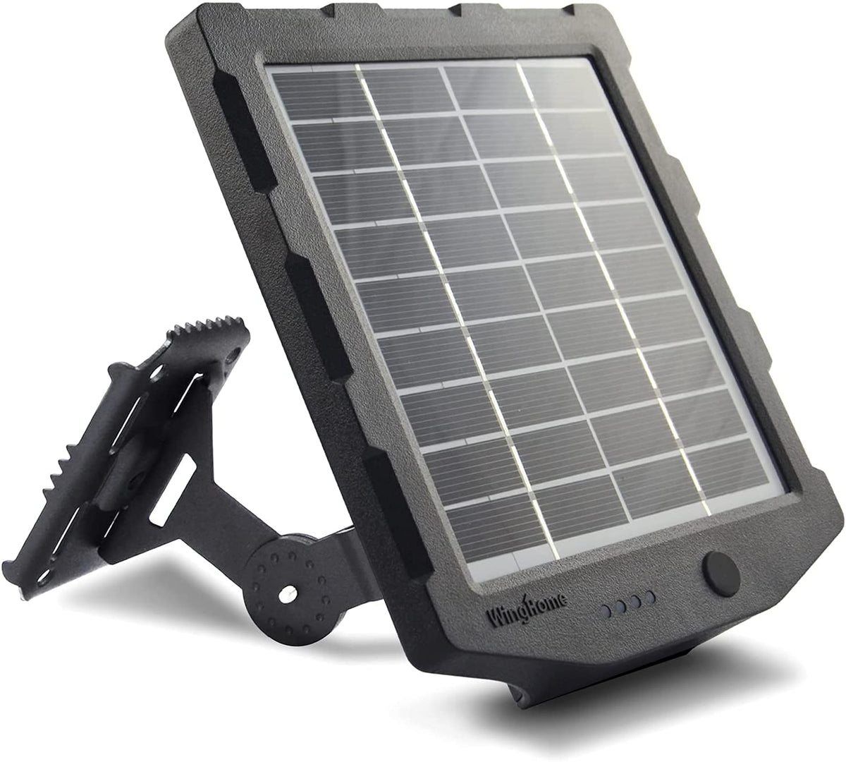 WingHome trail camera solar panel front view powering outdoor cameras.