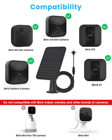 WININMETA 5W solar panel for Blink Outdoor cameras, compact and efficient.
