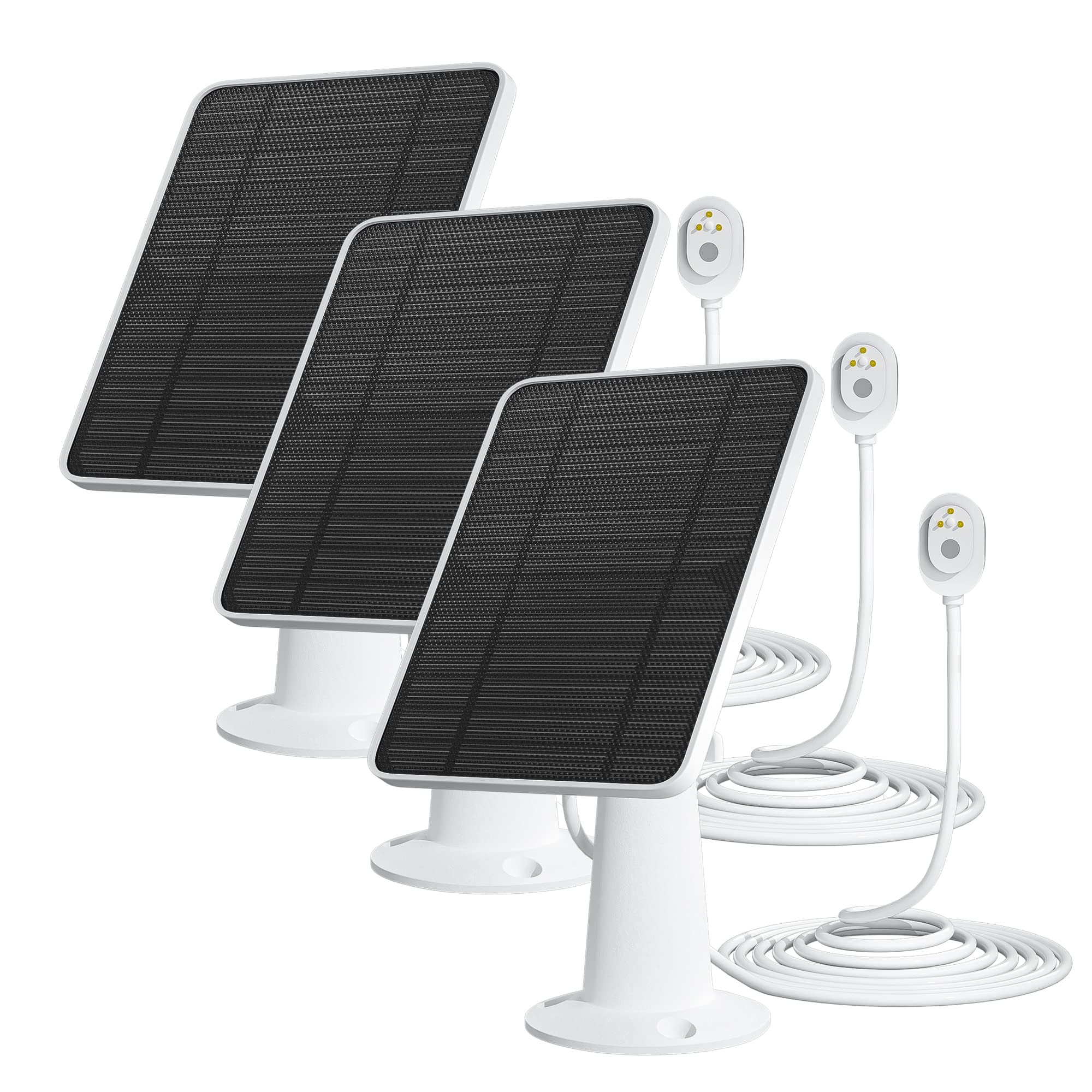 WININMETA solar panel with magnetic connector powering Arlo cameras day and night.