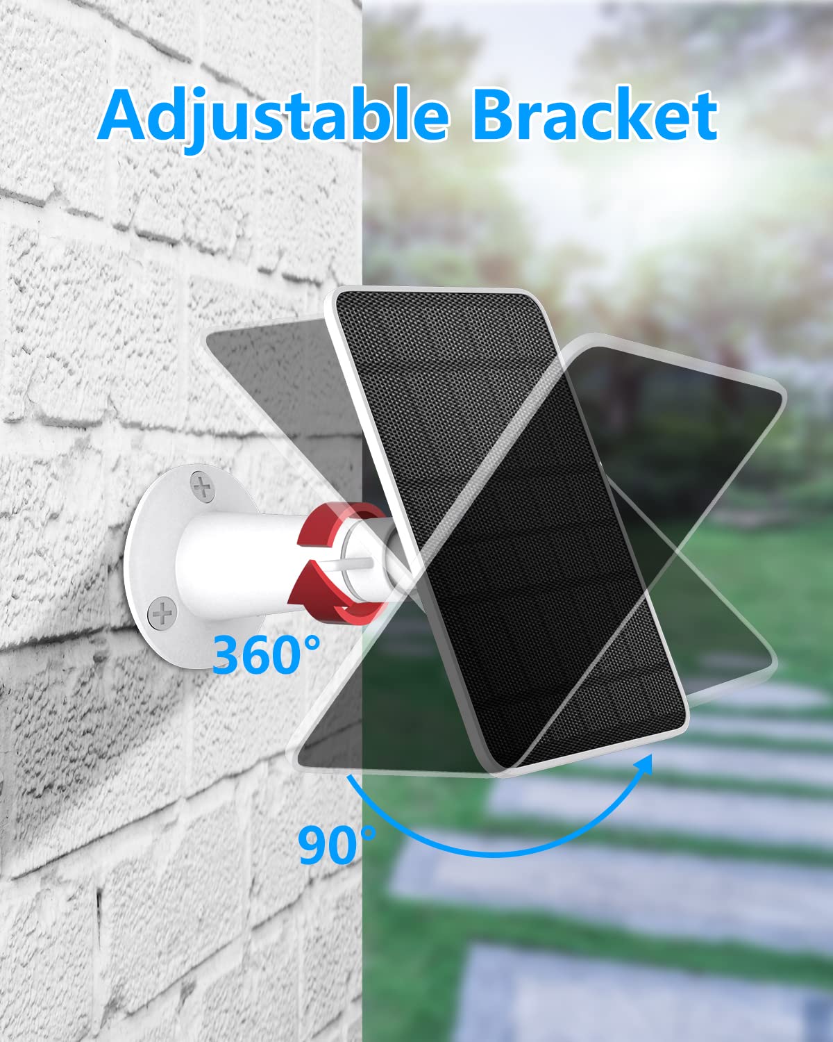 9.8-ft cable and 360° bracket maximize sun exposure for Eufycam security