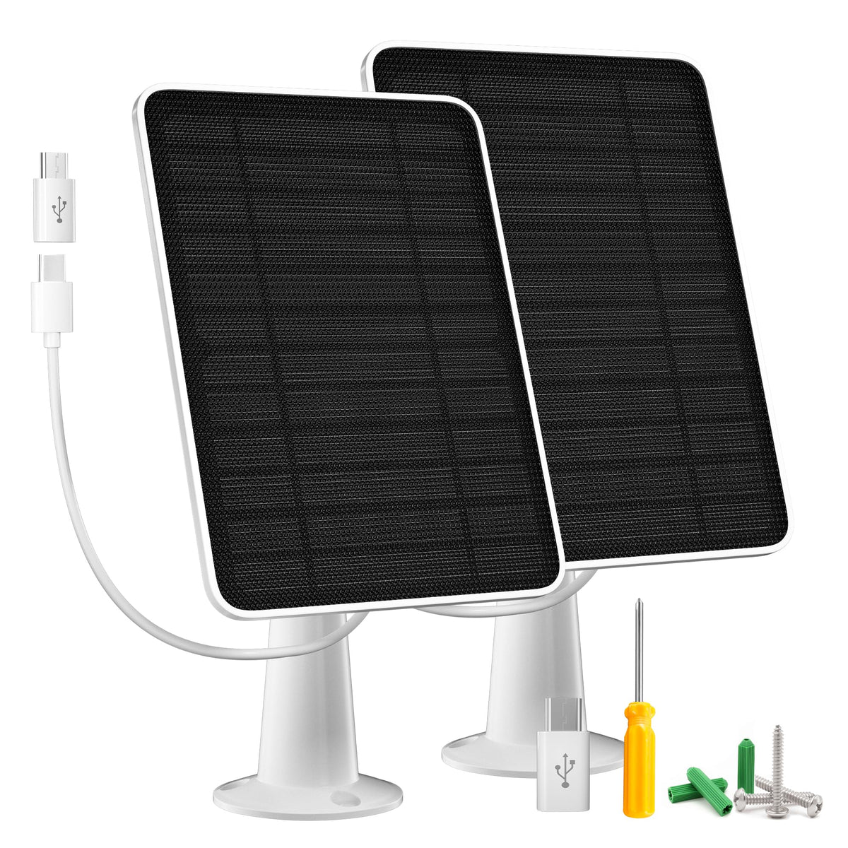 WININMETA solar panel on wall-mount for Arlo Essentials boosts outdoor camera uptime.
