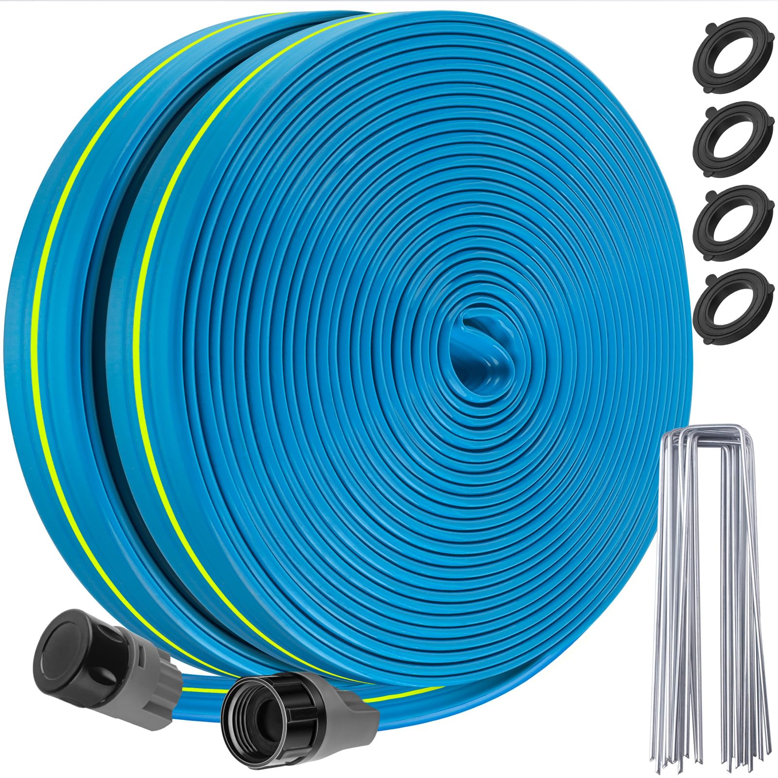 Winisok sprinkler hose 100ft connected to faucet for efficient irrigation