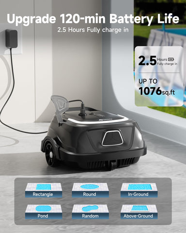 WINNY A1 runs up to 120 minutes for larger above-ground pools