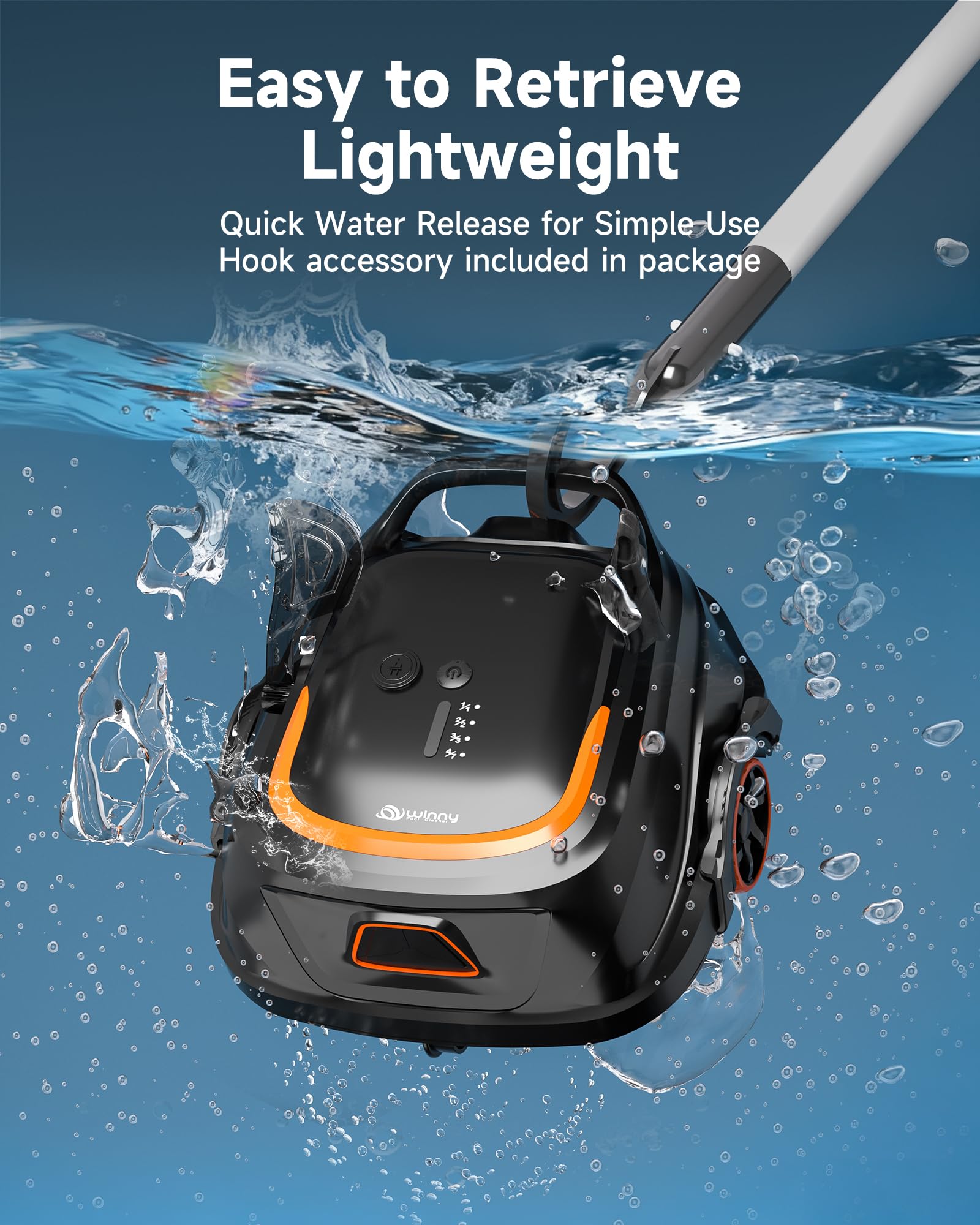 WINNY POOL CLEANER A1 large 3.5L debris tank reduces frequent emptying