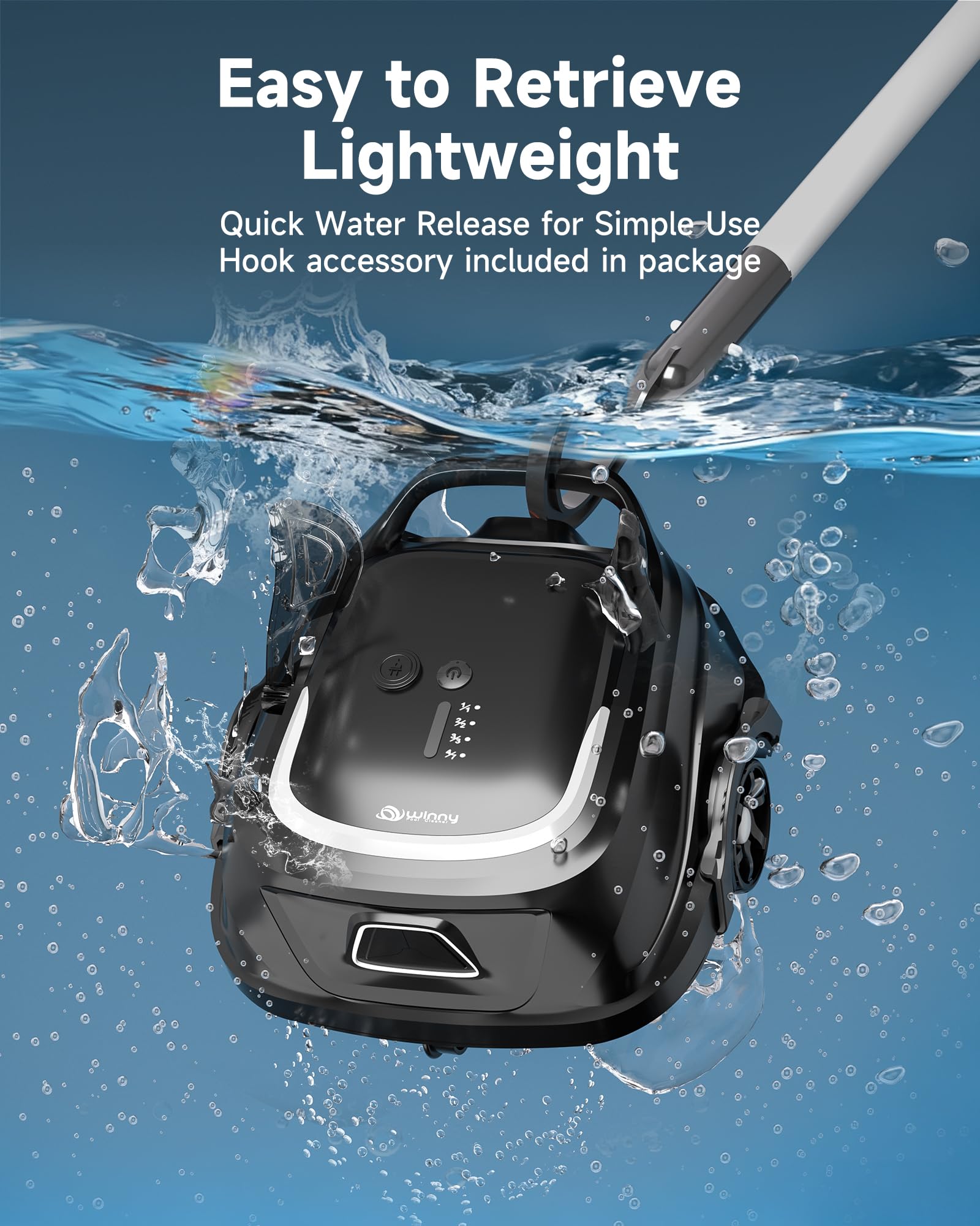 WINNY A1 self-parking near pool edge for easy retrieval