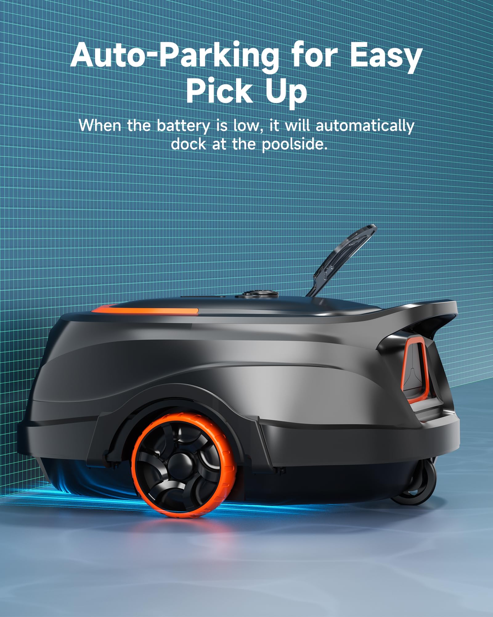 WINNY POOL CLEANER A1 self-parking at pool edge for effortless retrieval