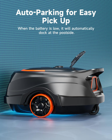 WINNY POOL CLEANER A1 self-parking at pool edge for effortless retrieval