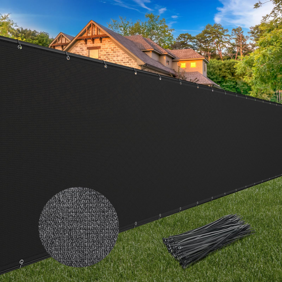 Winpull backyard privacy fence cover on a 6ft by 50ft fence with airflow